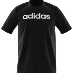 Sale T-shirt nera da uomo Essentials Single Jersey Linear Embroidered Logo Uomo Abbigliamento Adidas|T-Shirt Uomo