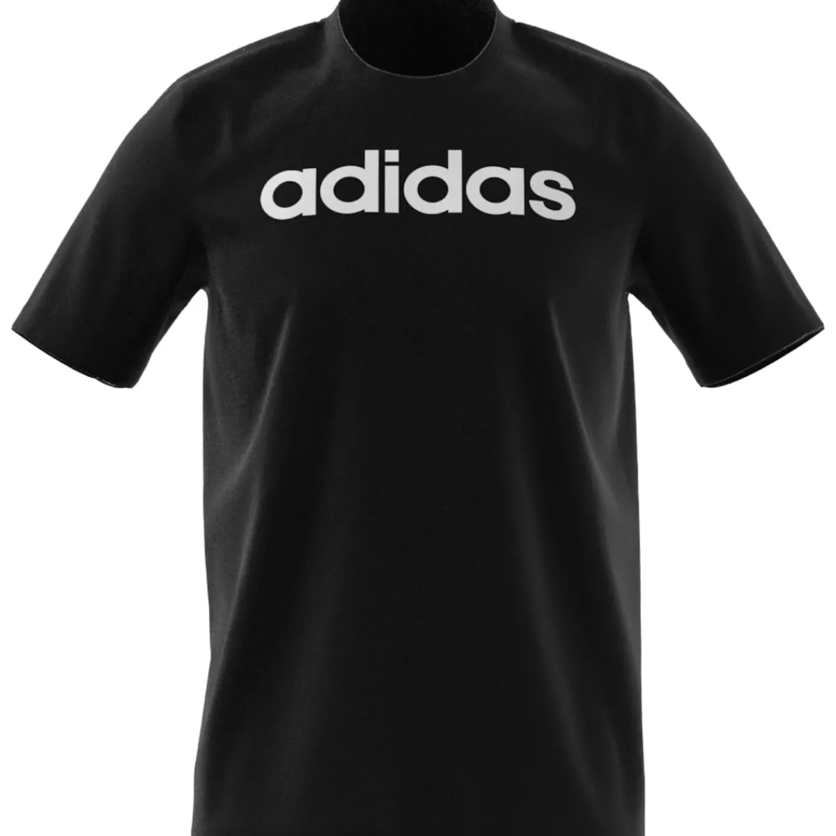 Sale T-shirt nera da uomo Essentials Single Jersey Linear Embroidered Logo Uomo Abbigliamento Adidas|T-Shirt Uomo