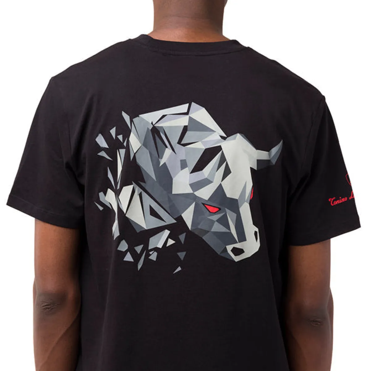 Clearance T-shirt nera da uomo in cotone con stampa toro 3D sul retro Uomo Abbigliamento Sportivo Uomo|T-Shirt Uomo