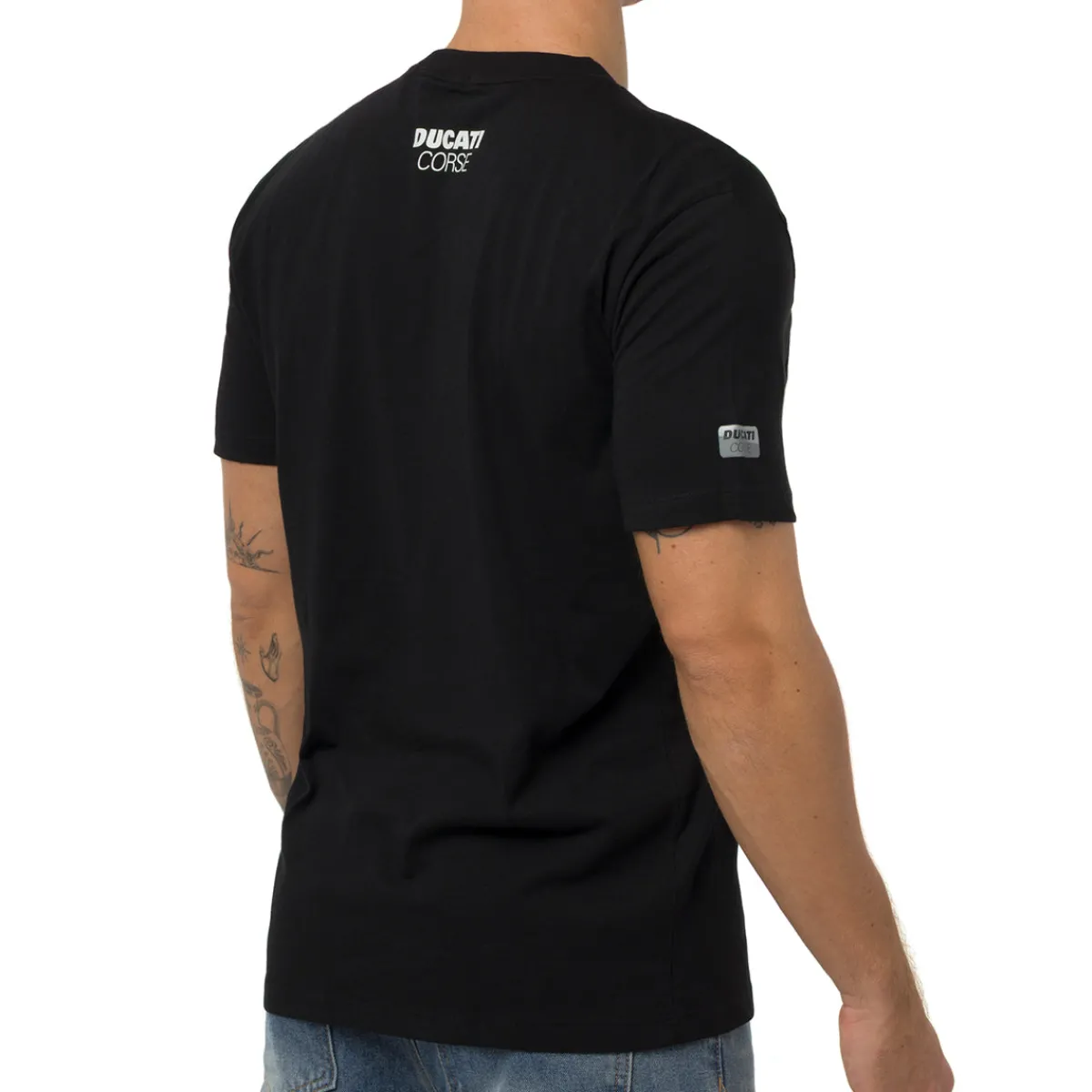Discount T-shirt nera in cotone da Uomo con stampa Corse Uomo Abbigliamento Ducati|T-Shirt Uomo