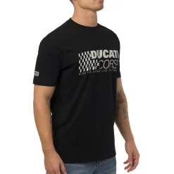 Sale T-shirt nera in cotone da Uomo con stampa Corse Uomo Abbigliamento Ducati|T-Shirt Uomo