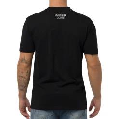 Sale T-shirt nera in cotone da Uomo con stampa Corse Uomo Abbigliamento Ducati|T-Shirt Uomo