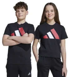 Clearance T-shirt nera in cotone da Bambino e Ragazzo con logo Bambino Abbigliamento Adidas|T-Shirt Bambino