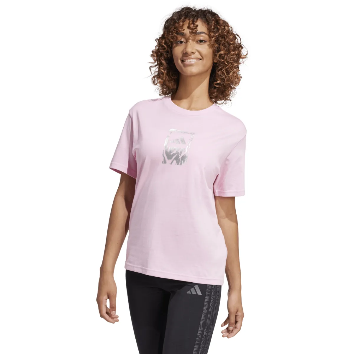 T-shirt rosa da Donna con logo frontale stampato Donna Abbigliamento Adidas|T-Shirt Donna