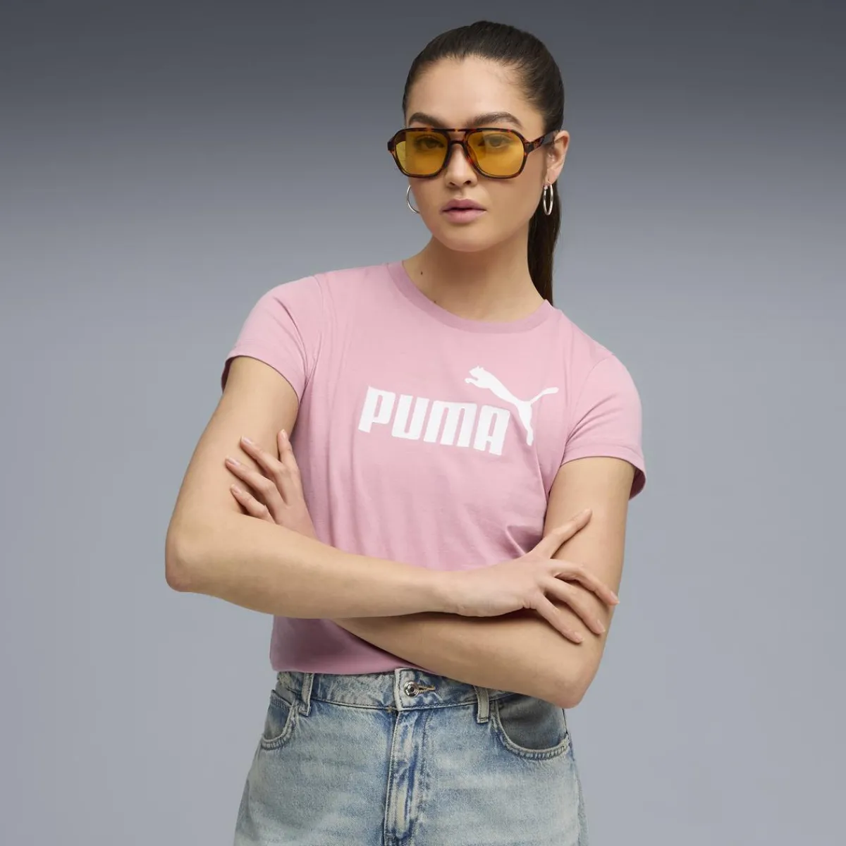 Clearance T-shirt rosa da Donna con logo frontale ESS No. 1 Donna Abbigliamento Puma|T-Shirt Donna