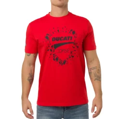 New T-shirt rossa in cotone da Uomo con stampa Corse Uomo Abbigliamento Ducati|T-Shirt Uomo