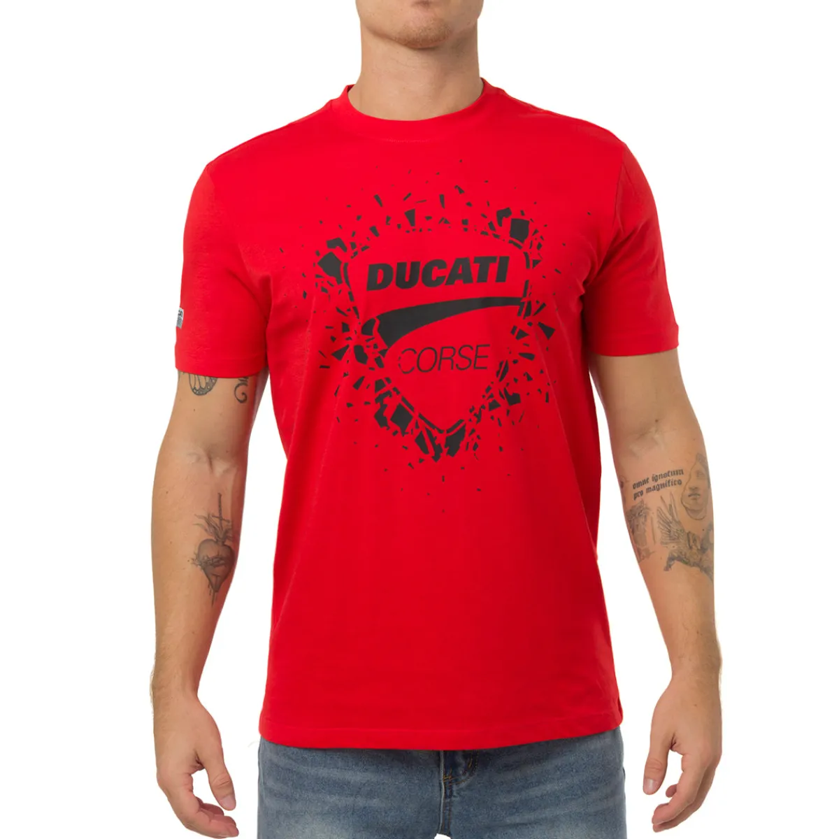 New T-shirt rossa in cotone da Uomo con stampa Corse Uomo Abbigliamento Ducati|T-Shirt Uomo