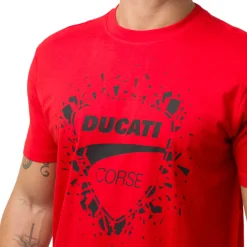 New T-shirt rossa in cotone da Uomo con stampa Corse Uomo Abbigliamento Ducati|T-Shirt Uomo