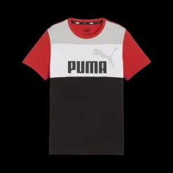 Outlet T-shirt rossa, nera e grigia da bambino con logo sul petto Essentials Block Bambino Abbigliamento Puma|T-Shirt Bambino