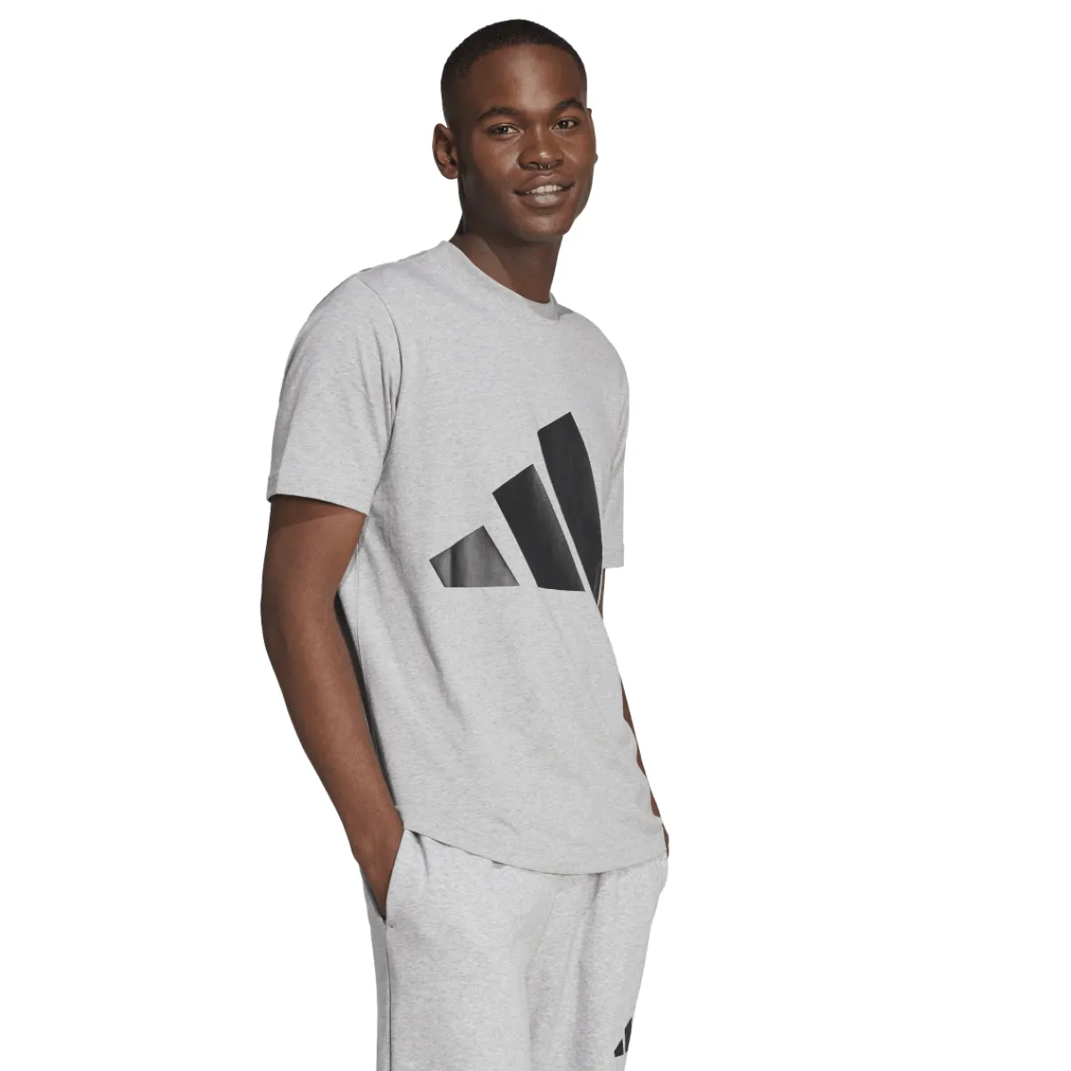 Outlet T-shirt sportiva da uomo grigia con logo nero Uomo Abbigliamento Adidas|T-Shirt Uomo