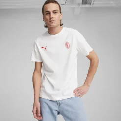 Sale T-shirt uomo bianca con logo AC Milan rosso Uomo Abbigliamento Puma|T-Shirt Uomo