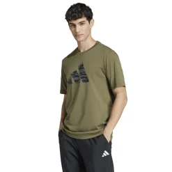Outlet T-shirt verde da Uomo con logo frontale stampato Uomo Abbigliamento Adidas|T-Shirt Uomo
