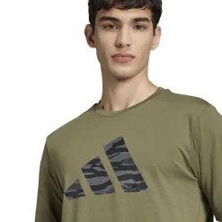Outlet T-shirt verde da Uomo con logo frontale stampato Uomo Abbigliamento Adidas|T-Shirt Uomo