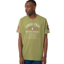 Online T-Shirt verde da Uomo con stampa frontale in contrasto Uomo Abbigliamento Canada Trail|T-Shirt Uomo