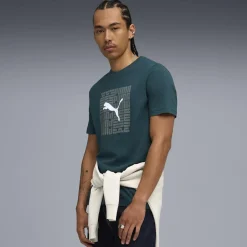 Sale T-shirt verde da Uomo con logo frontale GRAPHIC Box Tee Uomo Abbigliamento Puma|T-Shirt Uomo