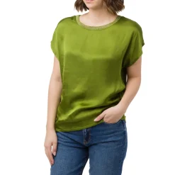 Best T-shirt verde elegante da Donna con dettaglio glitter Donna T-Shirt Donna|Abbigliamento Moda Donna