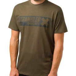 Clearance T-shirt verde militare con logo da uomo Scrambler Uomo Abbigliamento Ducati|T-Shirt Uomo