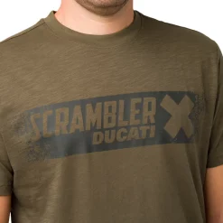 Clearance T-shirt verde militare con logo da uomo Scrambler Uomo Abbigliamento Ducati|T-Shirt Uomo