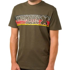 New T-shirt verde militare con logo da uomo Scrambler Uomo Abbigliamento Ducati|T-Shirt Uomo