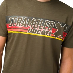 New T-shirt verde militare con logo da uomo Scrambler Uomo Abbigliamento Ducati|T-Shirt Uomo