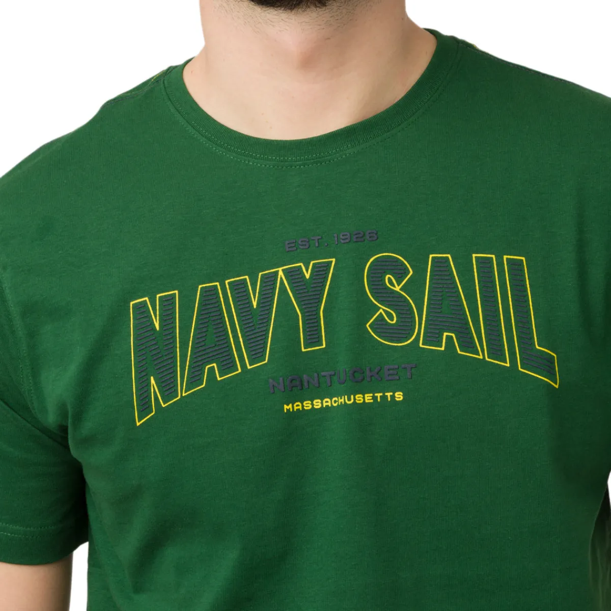 Sale T-shirt Verde scuro da Uomo in cotone con logo Uomo Abbigliamento Navy Sail|T-Shirt Uomo