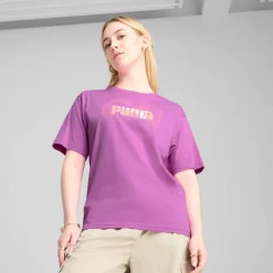 Discount T-shirt viola da Donna con logo GRAPHICS Stacked Donna Abbigliamento Puma|T-Shirt Donna