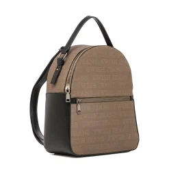 Hot Zaino Beige da Donna con Logo All Over e Doppia Zip Donna Zaini Donna