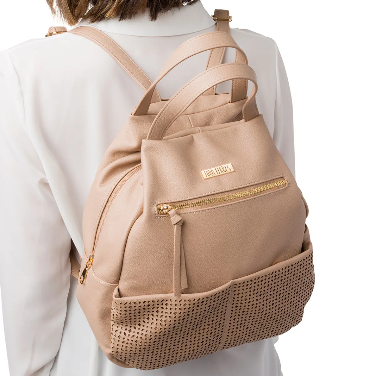 Sale Zaino da donna beige con dettagli traforati Donna Zaini Donna