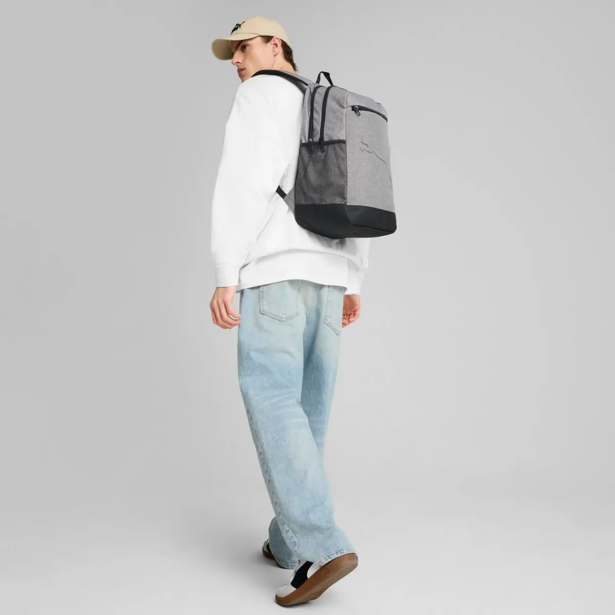 Hot Zaino Sportivo Grigio da Uomo con logo in rilievo Buzz Heather Zaini Sportivi